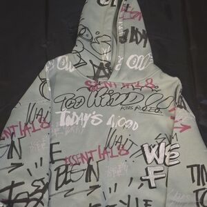 Zara Kids Scribble Print Hoodie - Green and Pink